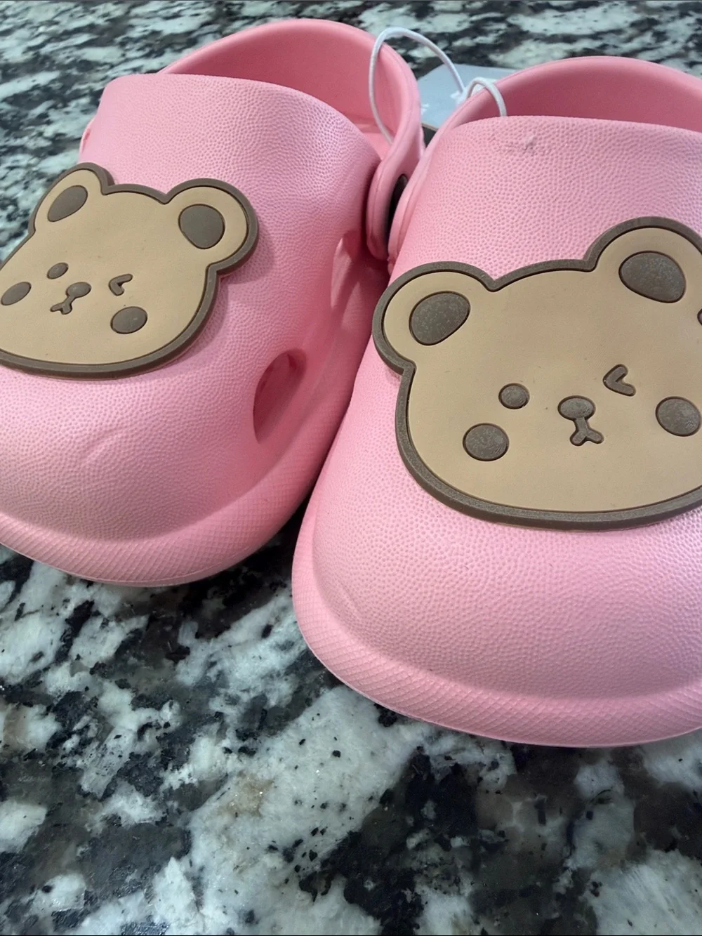 Pink Baby Crib Clogs with Bear Accent